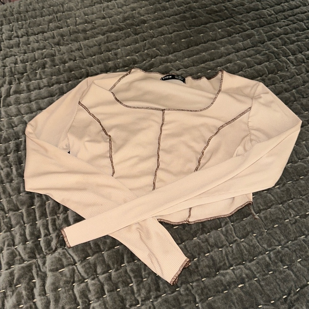 Tan Long sleeve crop top